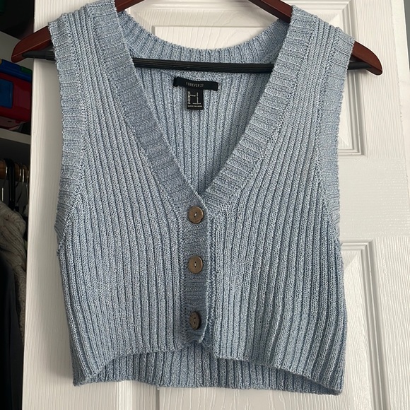 Forever 21 Tops - Cropped sweater vest F21 button up